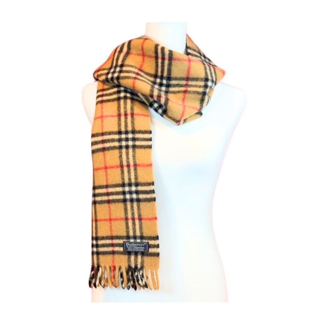Burberry 100% Lambswool Scarf House Check Plaid Full Length Fringe AUTHENTIC - Picture 4 of 9